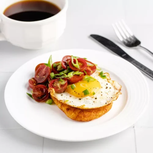 Hash-Brown Breakfast Toast with Egg & Salsa